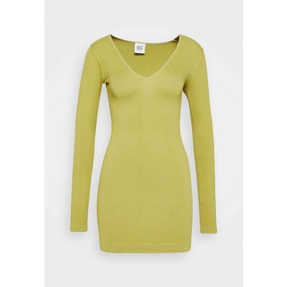 URBAN OUTFITTERS BDG Junior ribbed bodycon Mini DRESS M Medium Green Holiday - Picture 1 of 3